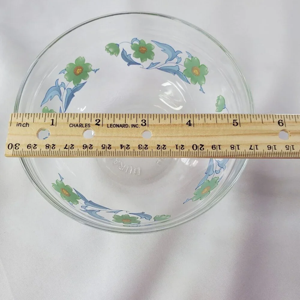 Vintage Imperial Glass Blue Green Flower Nesting Bowls Storage 1970's Set of 4 - Picture 8 of 14
